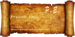 Preindl Emil névjegykártya